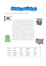 English worksheet: Countries and ordinals