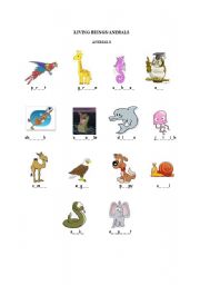 English worksheet: Animals