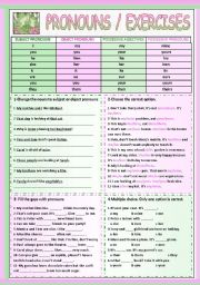 English Worksheet: PRONOUNS EXERCISES