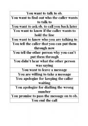 English Worksheet: telephoning phrases