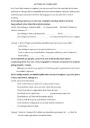 English Worksheet: LETTER OF COMPLAINT 