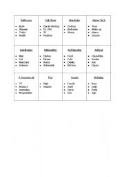 English Worksheet: Taboo Cards