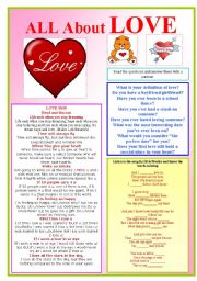 English Worksheet: All about Love