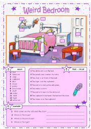 English Worksheet: PREPOSITIONS + TO BE - B&W 