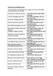 English Worksheet: Interrogatives in the Simple Past