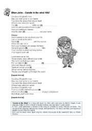 English Worksheet: Elton John - Candle in the wind (1997)