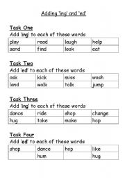 English worksheet: Adding-ed/-ing