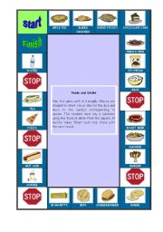 English Worksheet: Foods and drinks board game