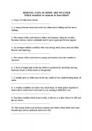 English Worksheet: English test - Weather and seasons