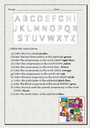 English Worksheet: The alphabet coloring