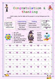 English Worksheet: Congratulation & thanking