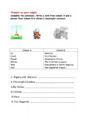 English worksheet: present vs past simple 