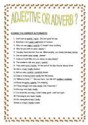 English Worksheet: Exercises about adjectives and adverbs