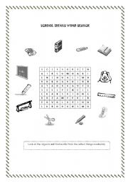 English worksheet: School things