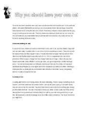 English Worksheet: Why you should have your own cat