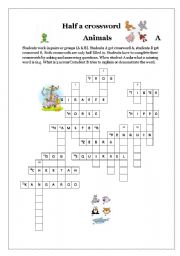 English Worksheet: Half a crossword