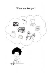 English Worksheet: What has Sue got?