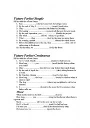 English Worksheet: future perfect simple and contimuous