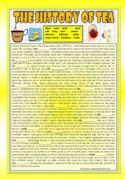English Worksheet: History Series: THE HISTORY OF TEA  (!!! with KEY !!!) (PAST  TENSE READING)