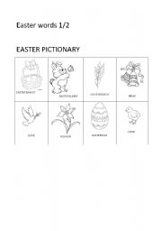 English worksheet: EASTER PICTIONARY