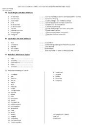 English worksheet: vocabulary quiz