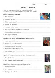 English Worksheet: British royal family