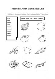 English Worksheet: Fruits and Vegetables