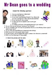 English Worksheet: Mr Bean goes to a wedding - VIDEO SESSION (7:17)