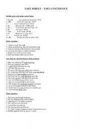 English Worksheet: past simple or past continuous