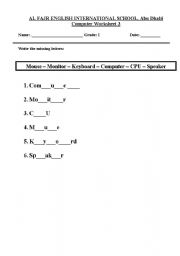 English Worksheet: computer devices