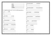 English worksheet: verb to be