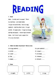 English Worksheet: Lunch Box reading