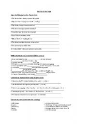 English worksheet: mixed exercises