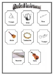 English worksheet: musical instruments