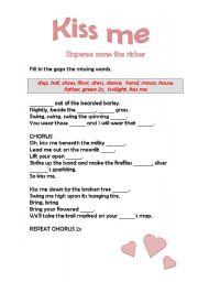 English worksheet: Kiss Me