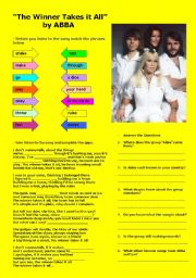 English Worksheet: The Winner Takes it All - by Abba