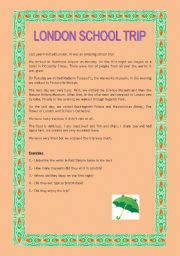 English Worksheet: LONDON: SCHOOL TRIP