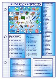 English Worksheet: SCHOOL OBJECTS 