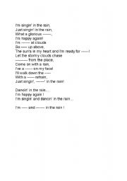 English Worksheet: Singin in the Rain lyrics exercise