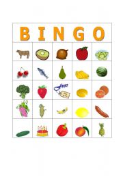 English Worksheet: Food bingo#7