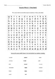 English worksheet: Greetings: emotive words word search