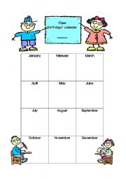 English Worksheet: Class Calender