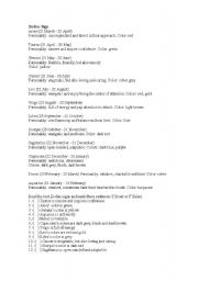 English Worksheet: Zodiac