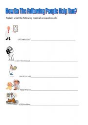 English worksheet: How Do The Following People Help You?