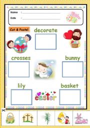 English Worksheet: Easter Cut and Paste [easter activity 1/5]