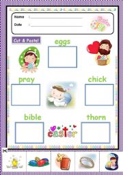 English Worksheet: Easter Cut and Paste [easter activity 2/5]