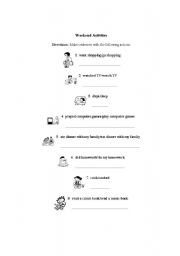 English Worksheet: Weekend Activites and Present and Past tense verbs