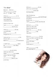 English Worksheet: I am alive -Celine Dion