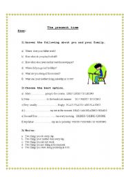English Worksheet: Lets revise the present  and the past