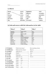 English worksheet: Dates: months of the year and ordinals